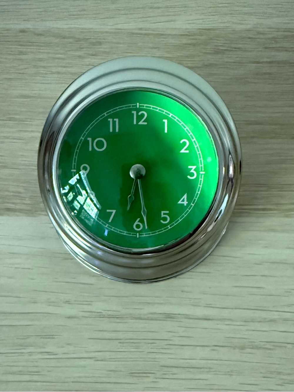 Pottery Barn Green Desk Clock Silver Tone Mantel Shelf Decor